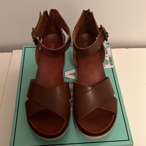 Open Toe Faux Leather Wedges size 9